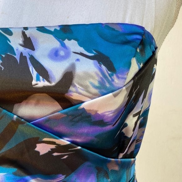 Speechless Blue Small Dress Satin Boning Strapless Wrap Ruched Cocktail Mini - Picture 10 of 10